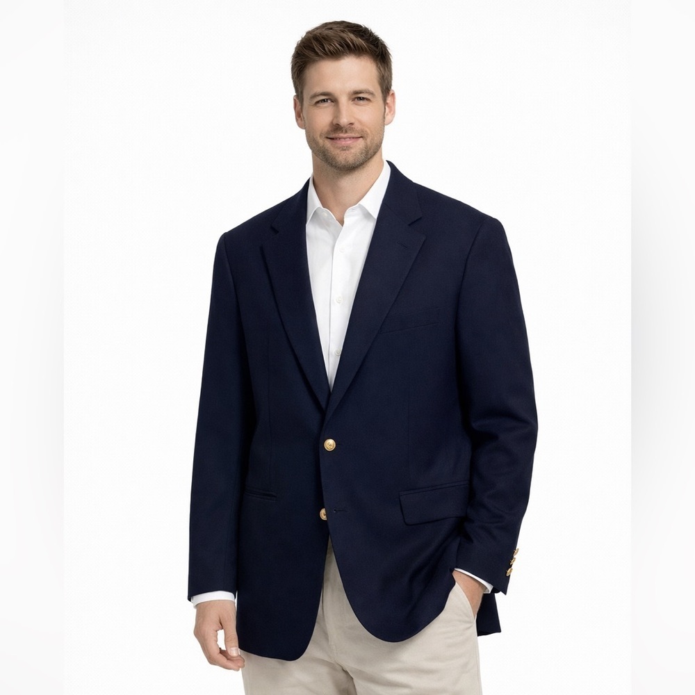 Wimbledon Tennis Navy Blazer Gold Crest Buttons Sport Coat Preppy 48R
